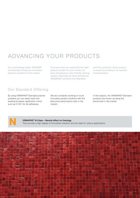 vinnapas® product overview greater china, 2012 ... - Wacker Chemie