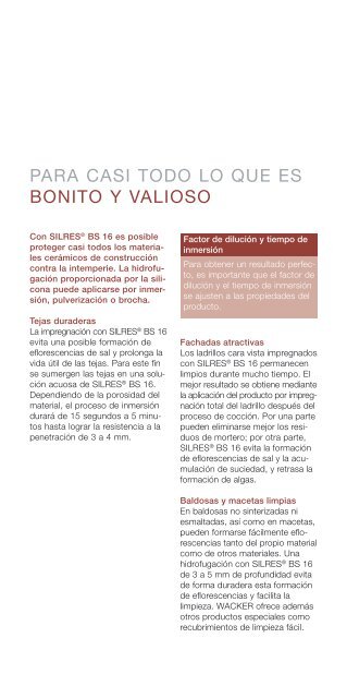 Proteción perfecta contra la humedad para la ... - Wacker Chemie