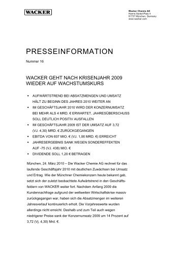 Presseinformation (PDF | 60 KB) - Wacker Chemie