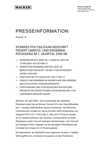Presseinformation (PDF | 66 KB) - Wacker Chemie