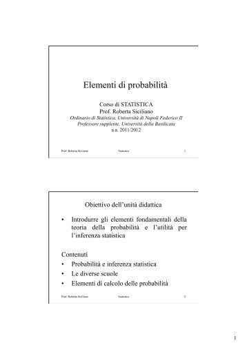 S8_probabilità - Università degli Studi della Basilicata