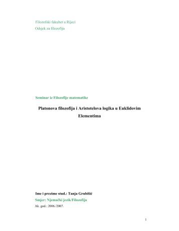 Platonova filozofija i Aristotelova logika u Euklidovim Elementima