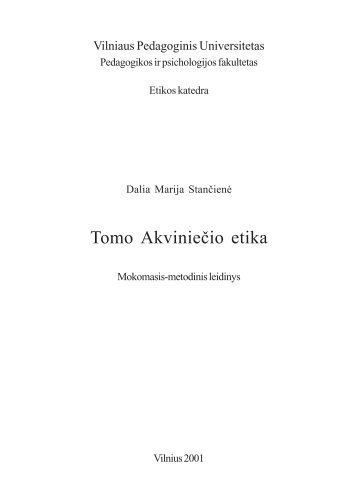 Tomo Akviniečio etika - VPU biblioteka - Vilniaus pedagoginis ...
