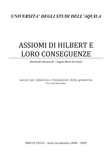 ASSIOMI DI HILBERT E LORO CONSEGUENZE