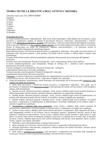 teoria tecnica e didattica dell'attivita' motoria - Medicina e Chirurgia