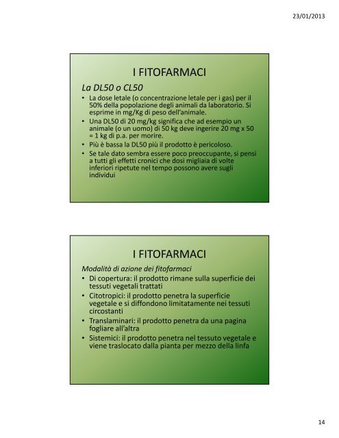 Lezione VI: La concimazione, i fitofarmaci, introduzione all'orticoltura