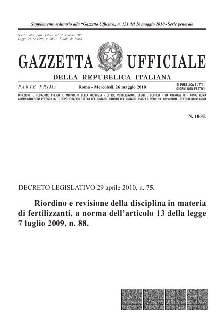 Decreto Legislativo 29 aprile 2010, n. 75 - Tirsav Plus