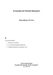 Economia dei Sistemi finanziari - Dipartimento di Economia Politica