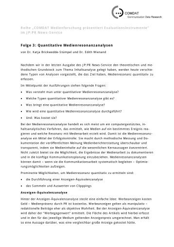 Folge 3: Quantitative Medienresonanzanalysen - JP|KOM GmbH