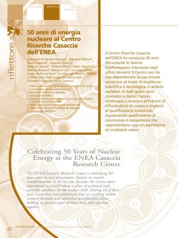 50 anni di energia nucleare al centro Ricerche Casaccia dell'ENEA