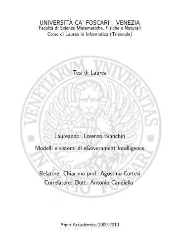 UNIVERSIT`A CA' FOSCARI – VENEZIA Tesi di ... - SpagoWorld