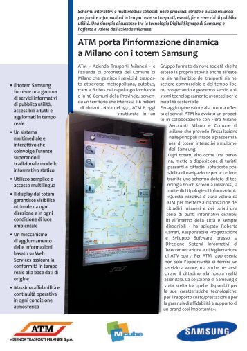 ATM porta l'informazione dinamica a Milano con i totem Samsung