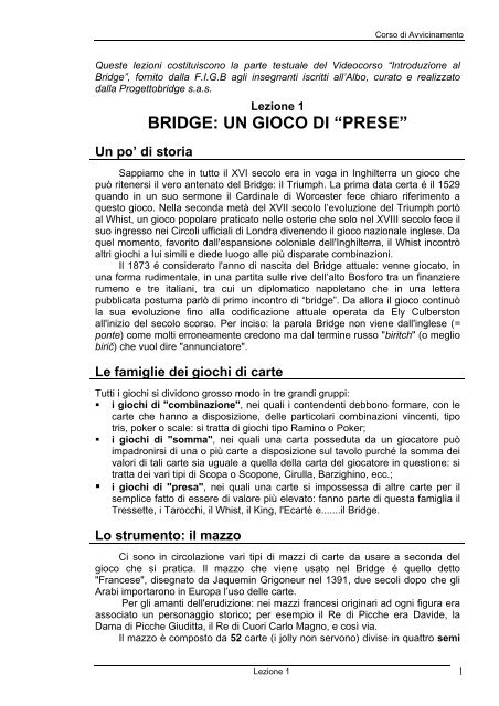 Introduzione al Bridge - Federazione Italiana Gioco Bridge