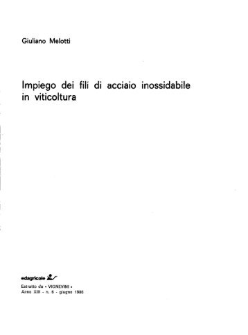 Impiego dei fili di acciaio inossidabile in viticoltura - Centro Inox