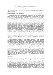 CORSO OPZIONALE DI TEOLOGIA BIBLICA