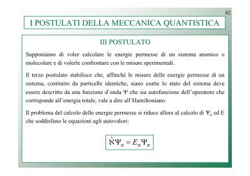 I POSTULATI DELLA MECCANICA QUANTISTICA