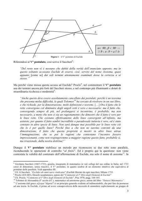 IL V° POSTULATO DI EUCLI