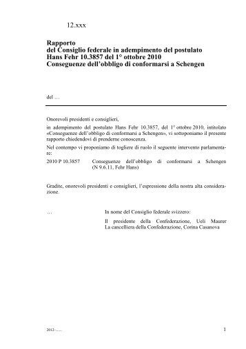 Rapporto del Consiglio federale in adempimento del postulato Hans ...