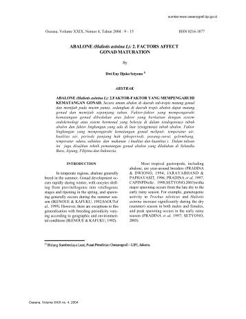 ABALONE (Haliotis asinina L): 2. FACTORS AFFECT GONAD ... - LIPI