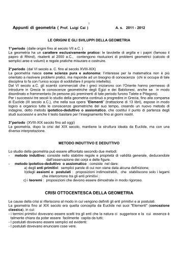 Appunti di geometria ( Prof. Luigi Cai ) - Liceo Statale Aprosio