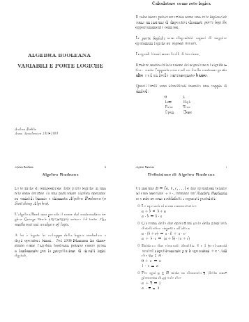 ALGEBRA BOOLEANA VARIABILI E PORTE LOGICHE