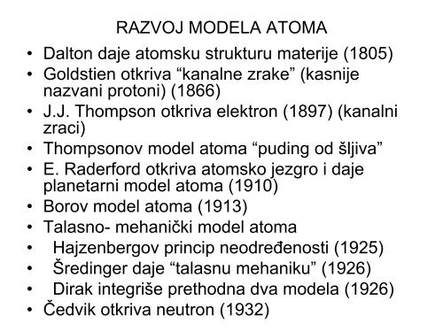 STRUKTURA ATOMA I PERODNI SISTEM ELEMENATA