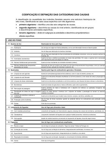 codificação e definição das categorias das causas - ICNF