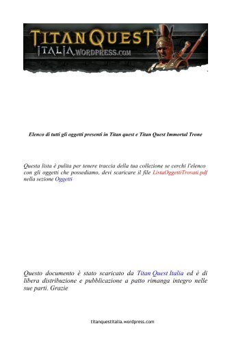 Questo documento è stato scaricato da Titan Quest Italia ed è di ...