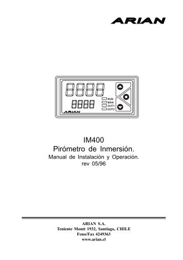 IM400 Pirómetro de Inmersión. - Arian S. A.