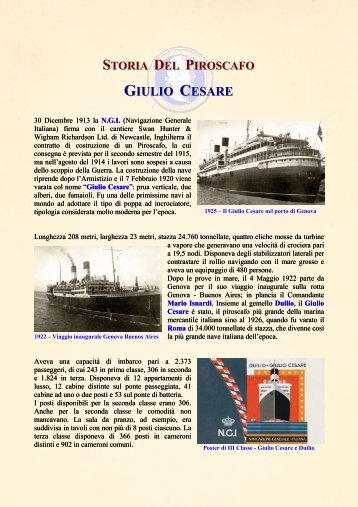 La storia del piroscafo Giulio Cesare - Contrada Radicozzo
