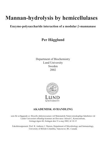Mannan-hydrolysis by hemicellulases - Lunds universitets bibliotek