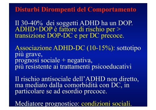 Il disturbo da deficit di attenzione ed iperattività (ADHD): comorbidità ...