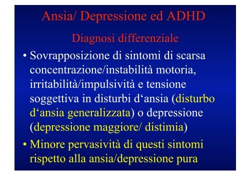 Il disturbo da deficit di attenzione ed iperattività (ADHD): comorbidità ...