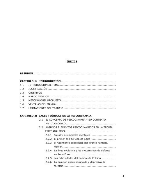 Manual para la elaboración de una psicodinamia