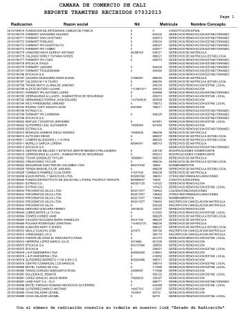 camara de comercio de reporte tramites recibidos 07032013 cali
