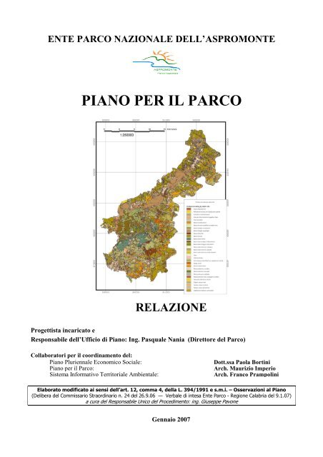 Relazione - Parco Nazionale dell'Aspromonte