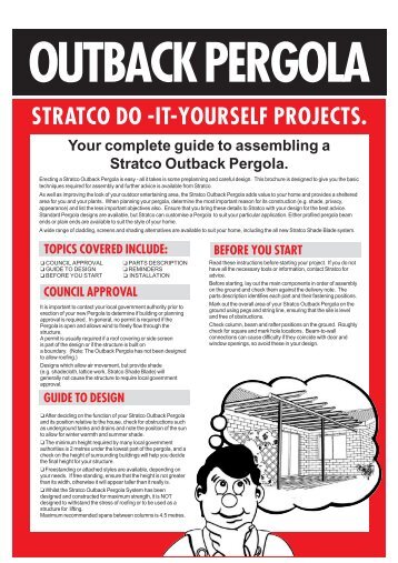 Outback Pergola Stratco Do -it-yourself Projects.