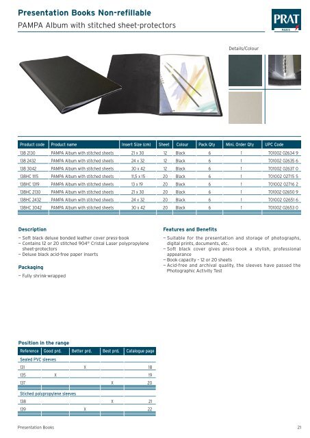 Presentation Books refillable - prat fabrications