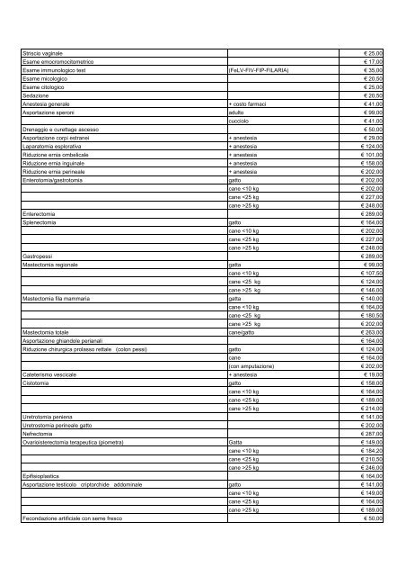 Tariffario prestazioni ambulatoriali animali da ... - ASL di Brescia
