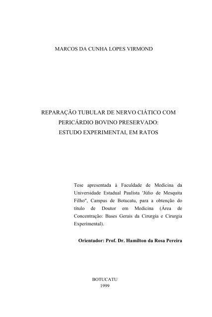 reparação tubular de nervo ciático com pericárdio bovino preservado