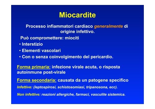 Lezione Miocardite e malattia del pericardio - Cuorediverona.it