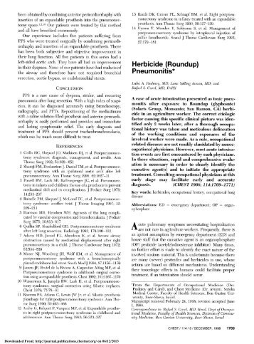 Herbicide (Roundup) Pneumonitis* - Chest