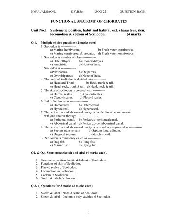 S.Y.B.Sc. Zoology ( 221 ) Question Bank