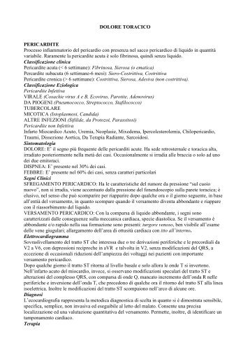 Cause di dolore toracico e diagnosi differenziale (prof ... - Medicina