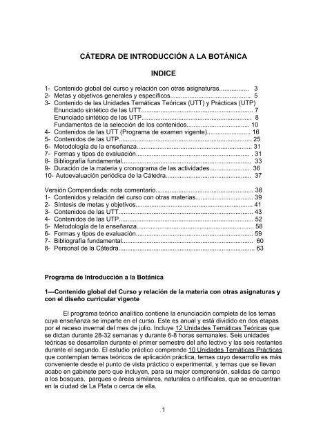 Programa de Introducción a la Botánica - Facultad de Ciencias ...