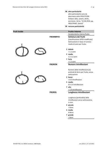 Manuale dei descrittori del castagno (Castanea sativa Mill.)