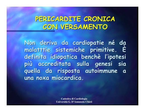 PERICARDITI ed ENDOCARDITI - Università Gabriele d'Annunzio