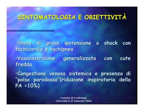 PERICARDITI ed ENDOCARDITI - Università Gabriele d'Annunzio