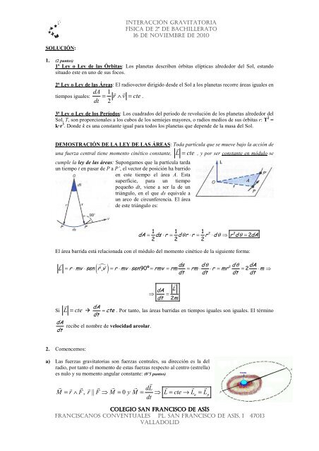 interacción gravitatoria física de 2º de bachillerato 16 de noviembre ...