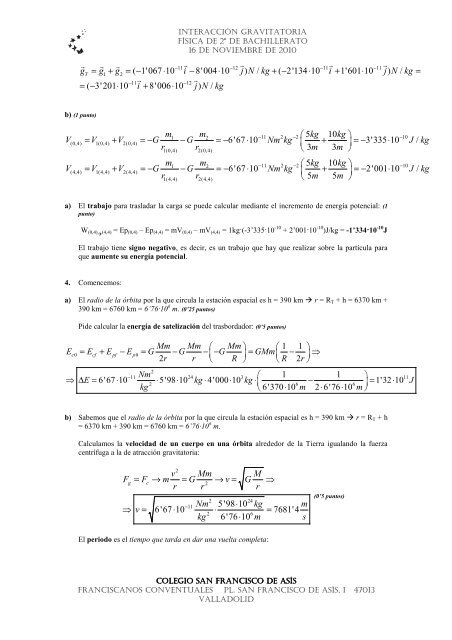 interacción gravitatoria física de 2º de bachillerato 16 de noviembre ...